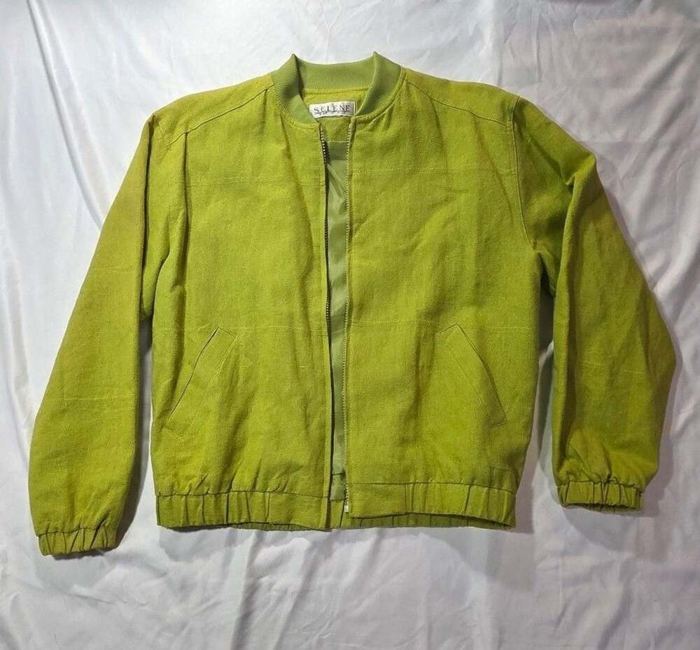 Selene Sport Bomber Jacket Lime Green Linen